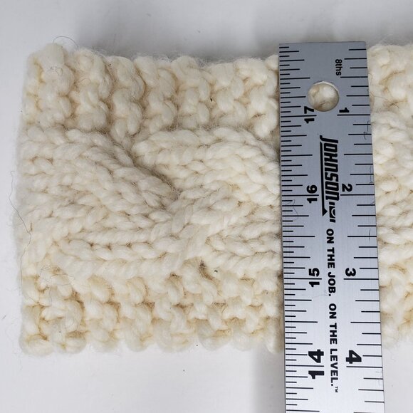 Cable Knit Headband White Ivory Cream Ear Warmer Hair Band Winter Soft Handmade - Picture 4 of 5